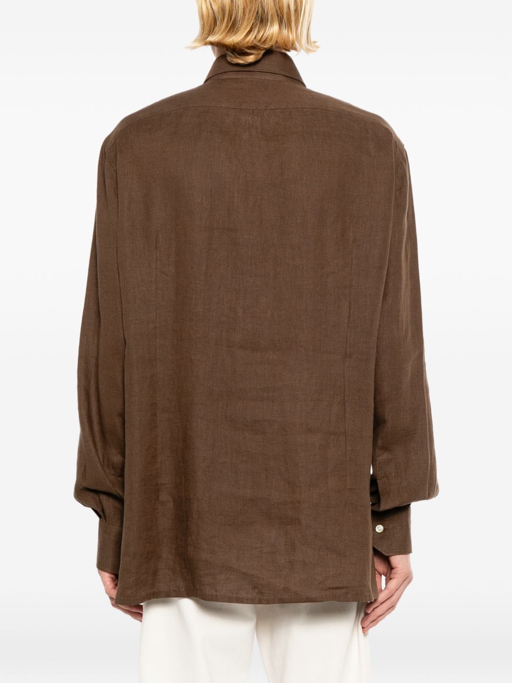 linen patch-pocket shirt