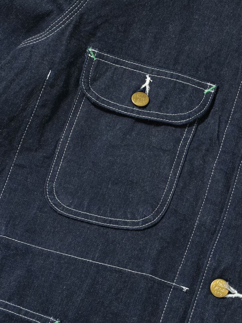 contrast-stitch patch-pocket button-down denim jacket
