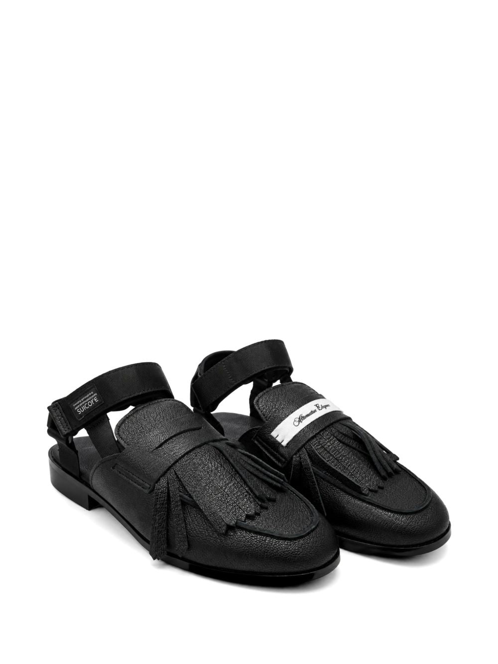 loafer-style suede sandals
