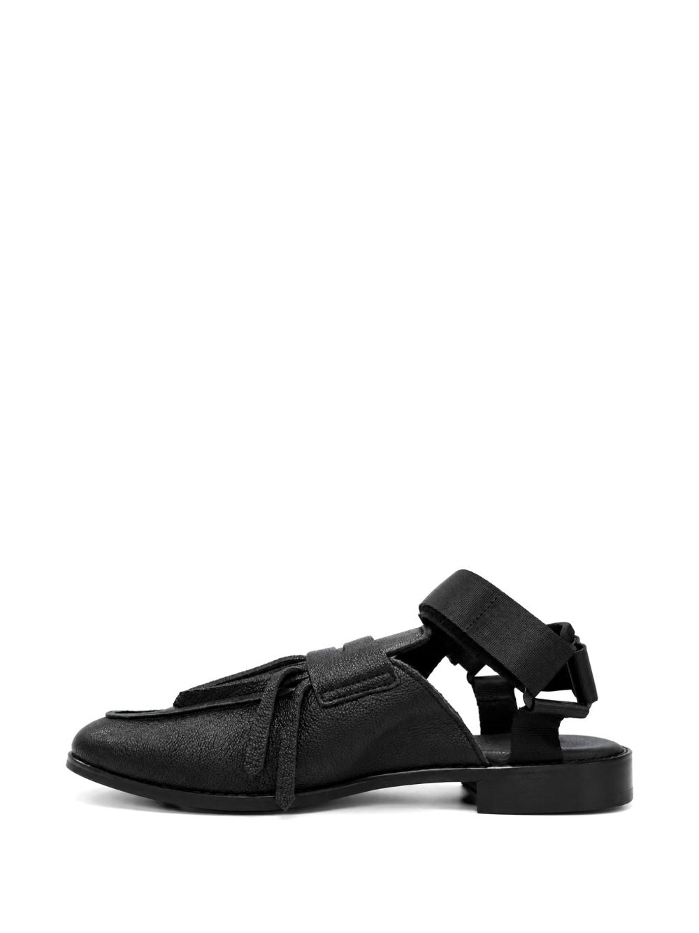 loafer-style suede sandals
