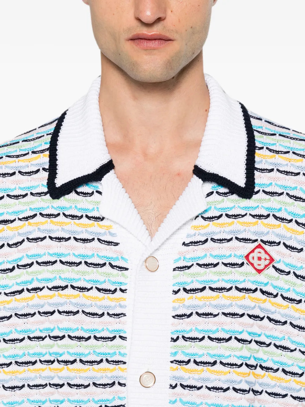 crochet tuck stitch short-sleeve shirt