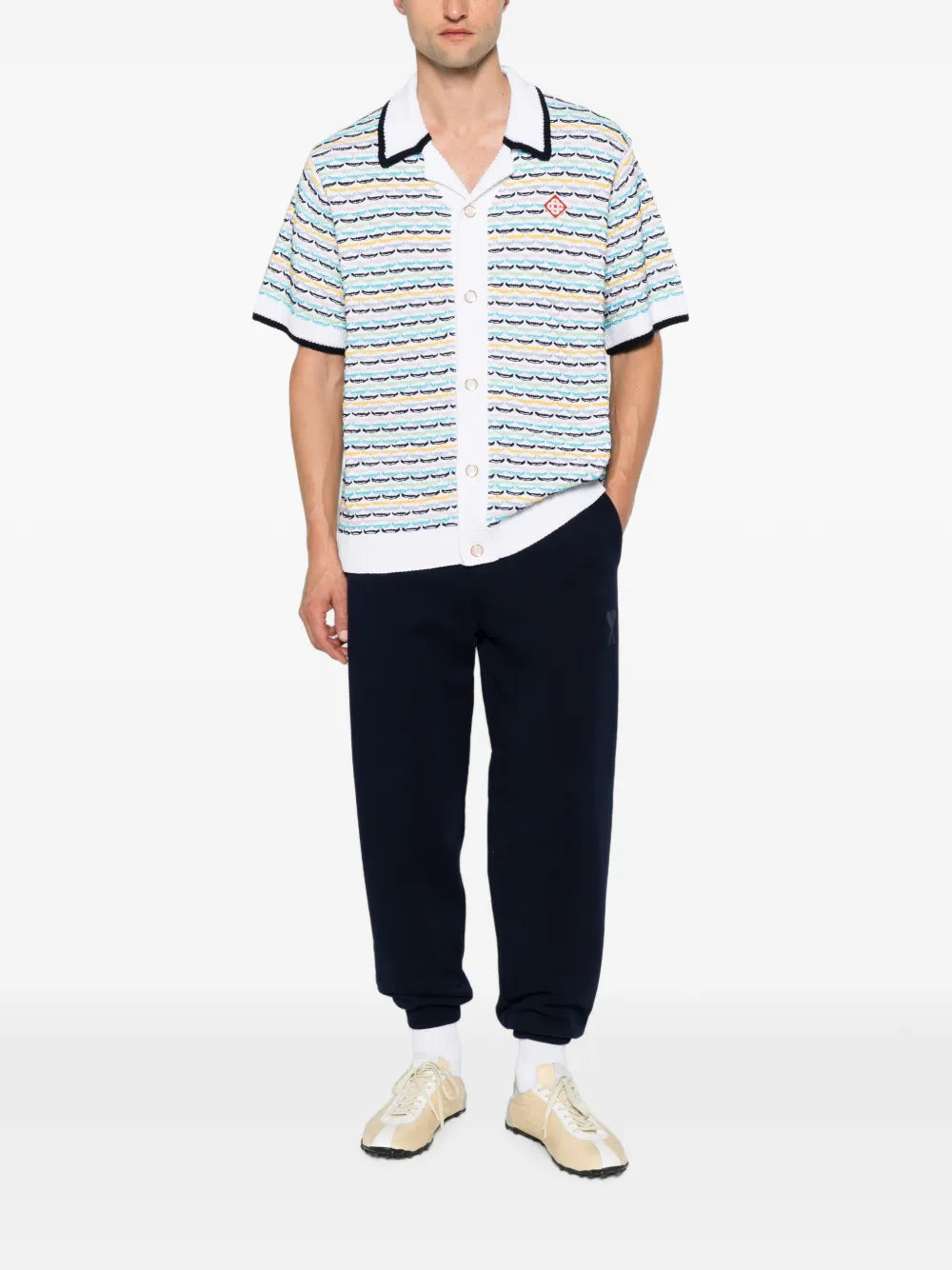 crochet tuck stitch short-sleeve shirt