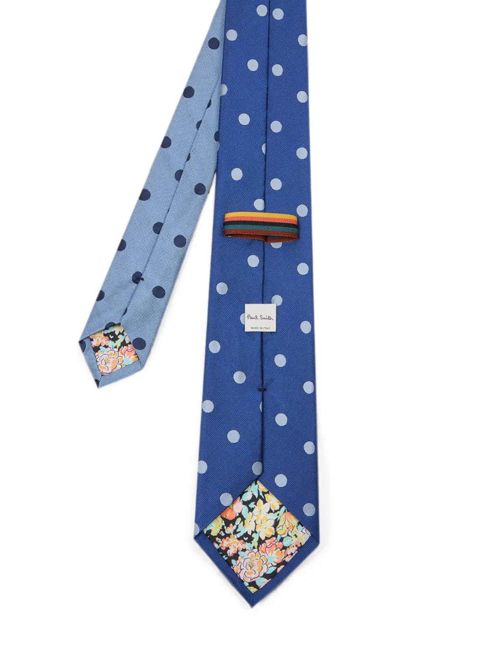 blue two-tone polka-dot silk tie