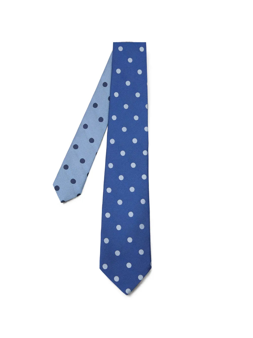 blue two-tone polka-dot silk tie