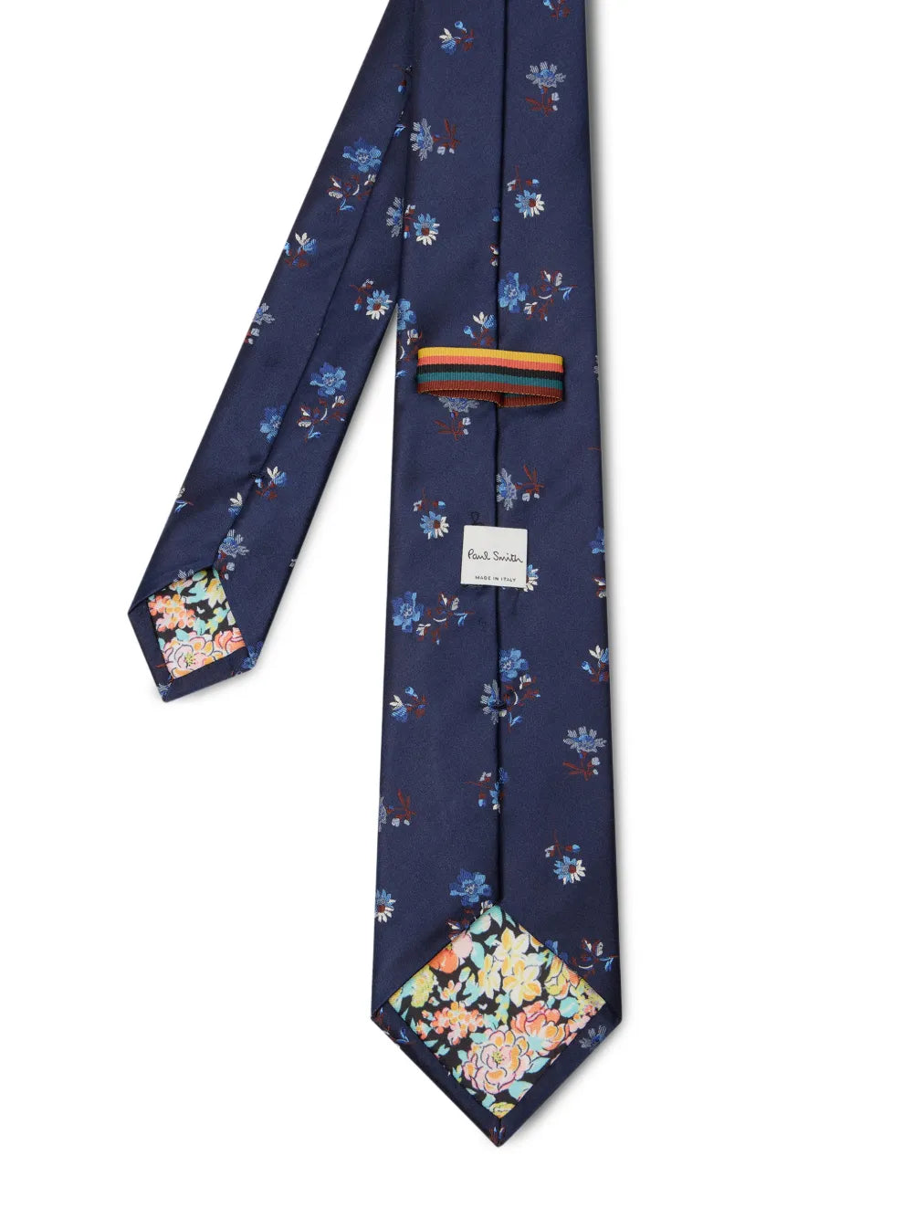 navy floral silk tie