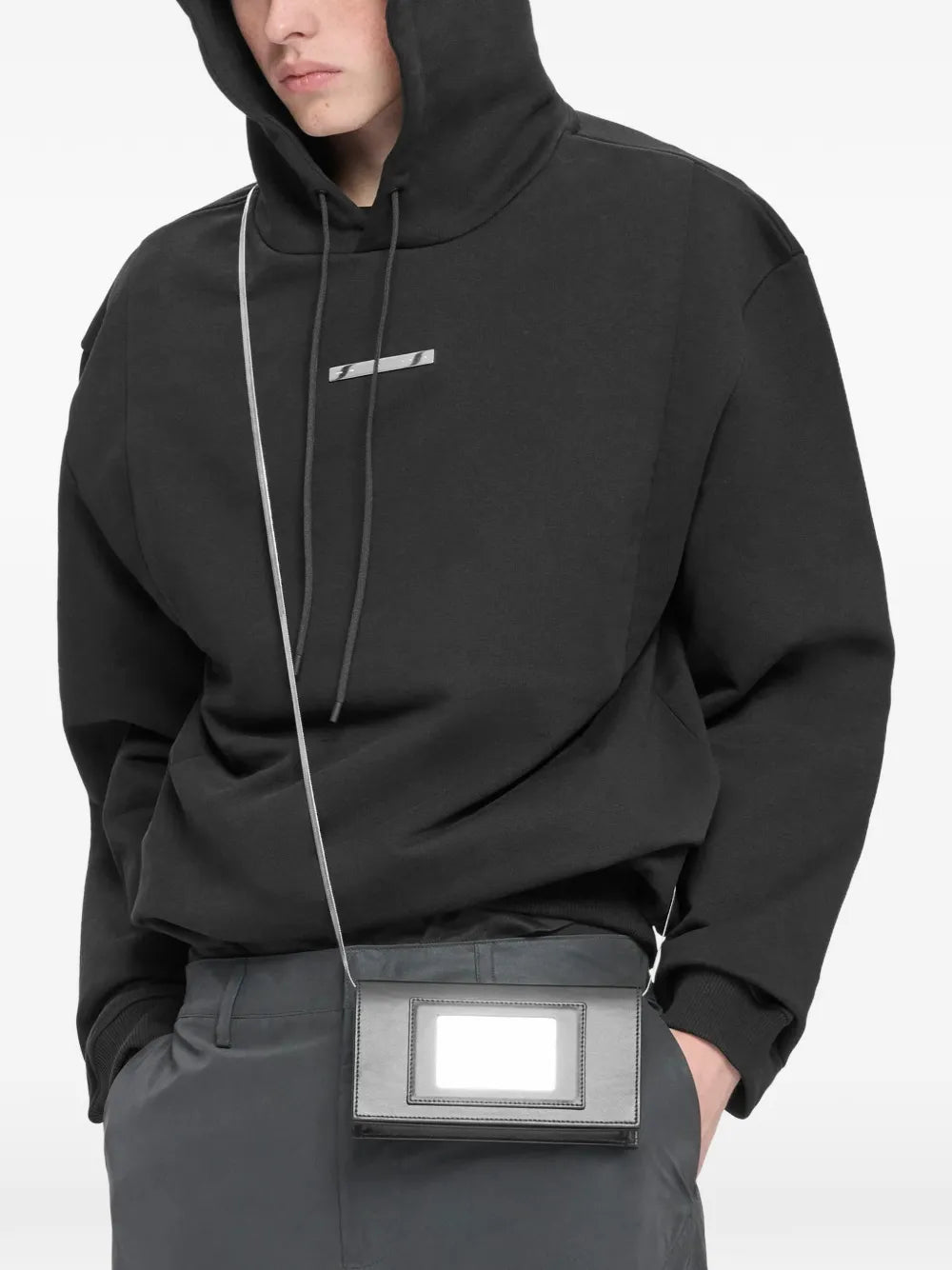 logo-plaque drawstring hoodie