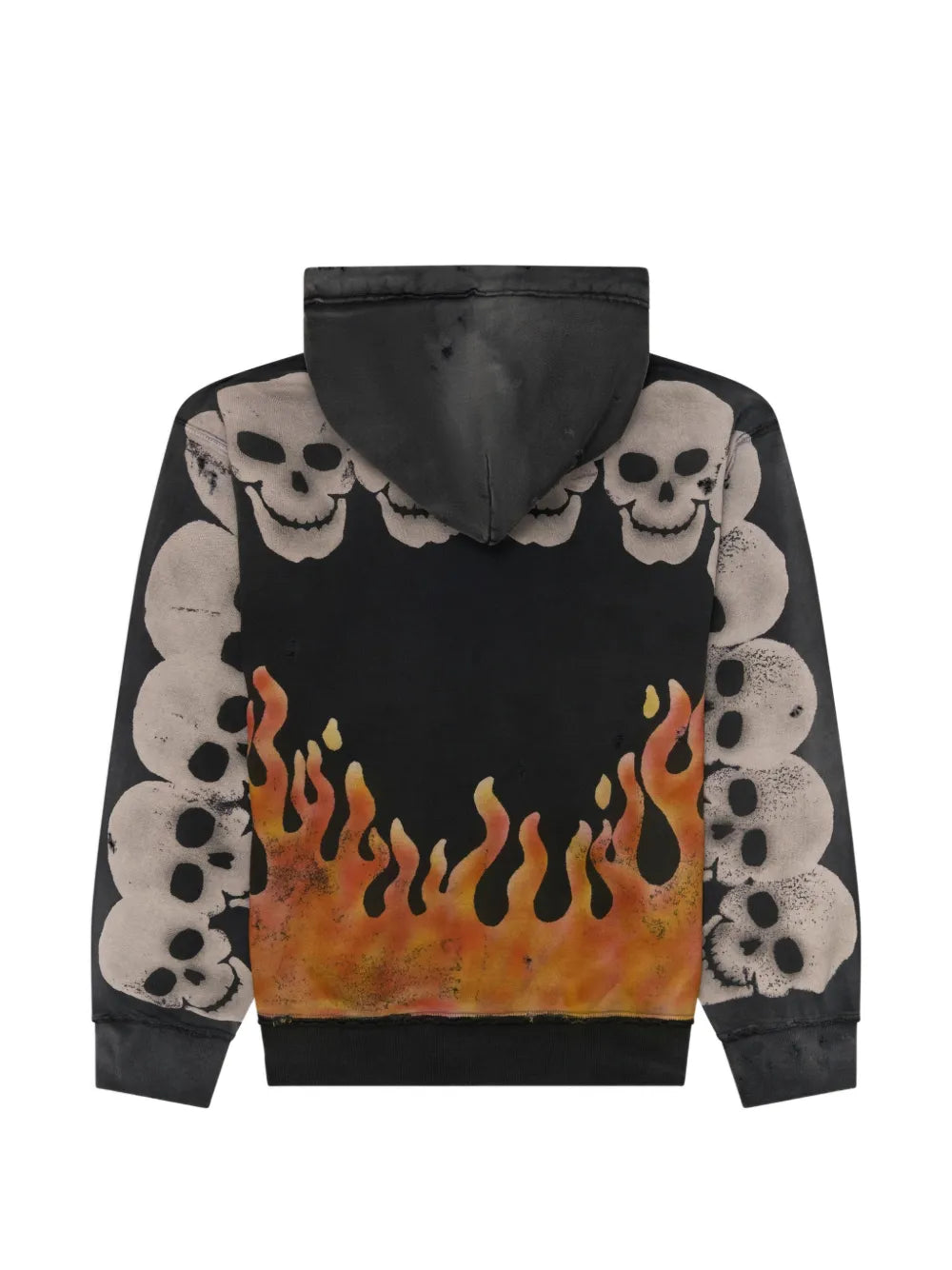 skull-print flame-print hoodie