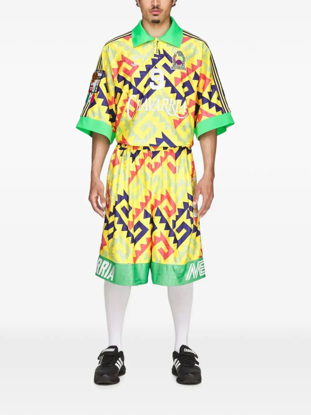 x Willy Chavarria AOP goalkeeper geometric-print side-stripe shorts