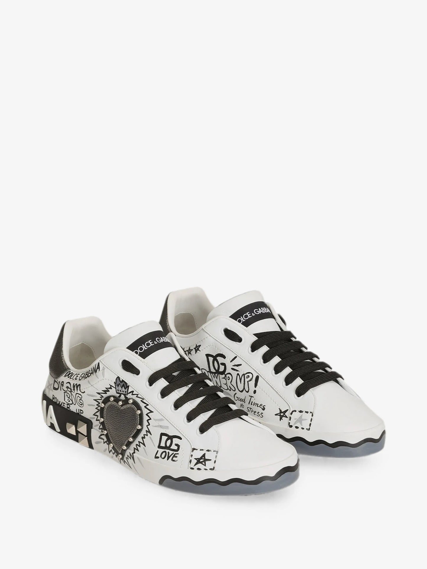 Portofino Embellished Heart-Patch Low-Top Sneakers