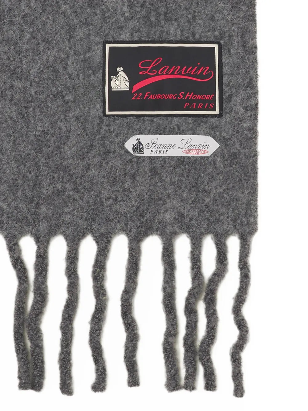 fringed wool scarf with 22 Faubourg label