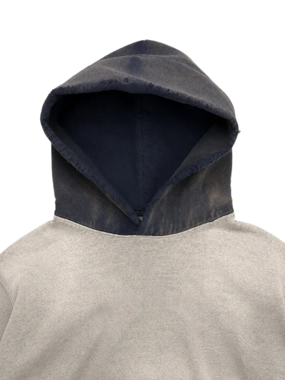 contrast-hood frayed hoodie