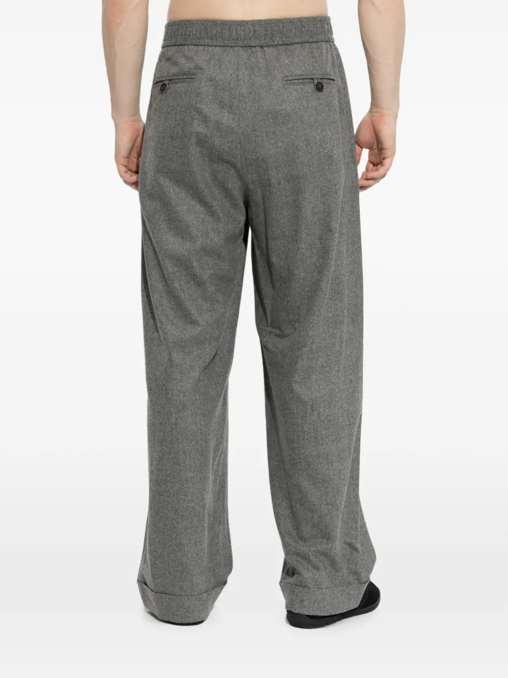 elasticated-waistband turn-up trousers