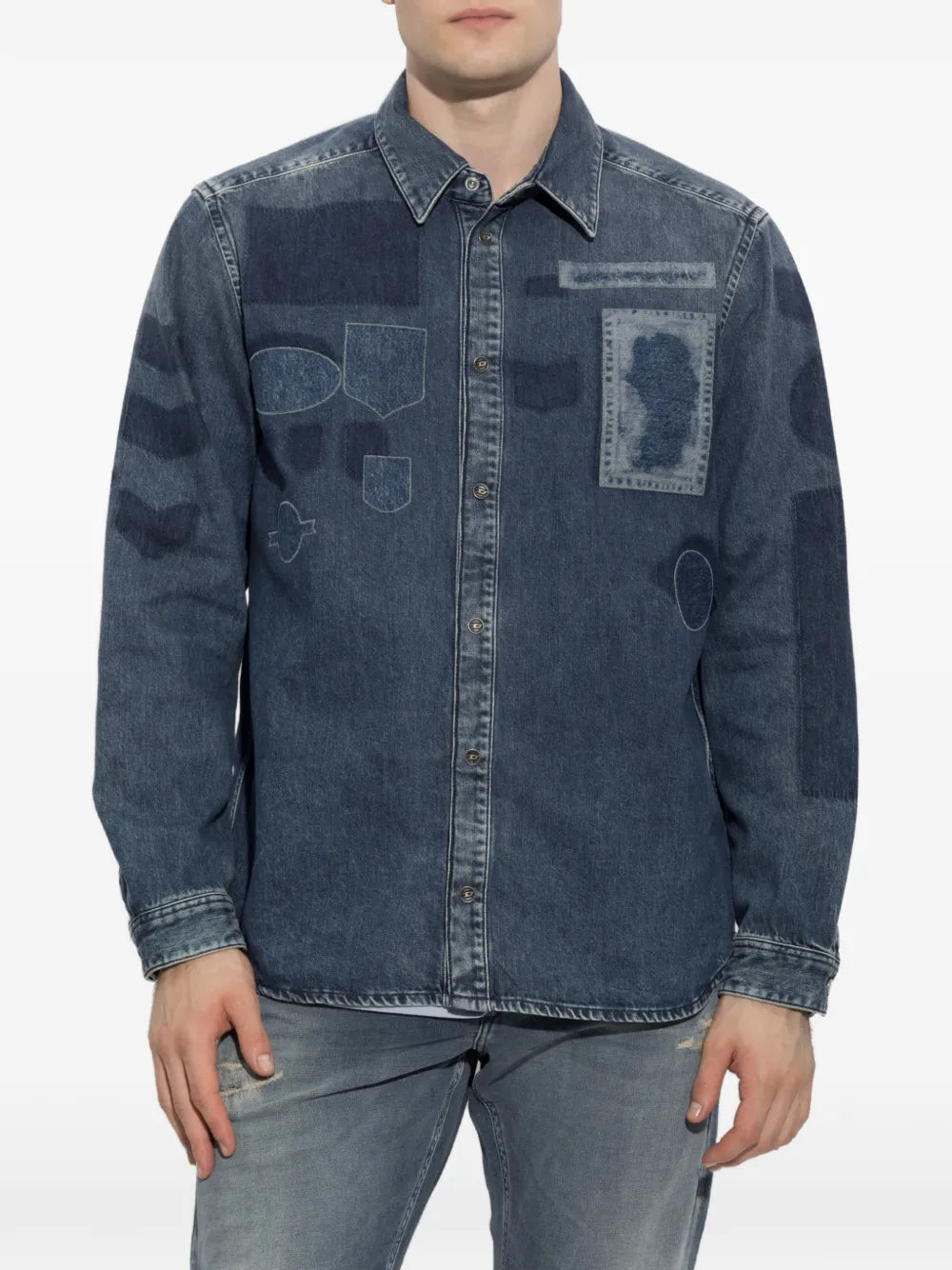 patch-detail denim shirt