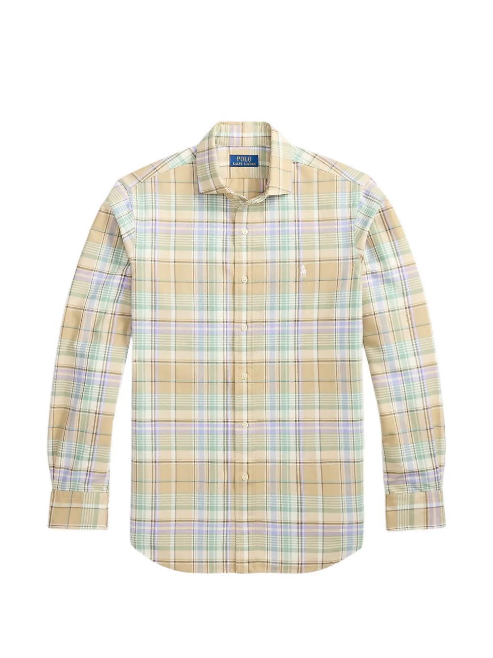 plaid-check embroidered-logo shirt