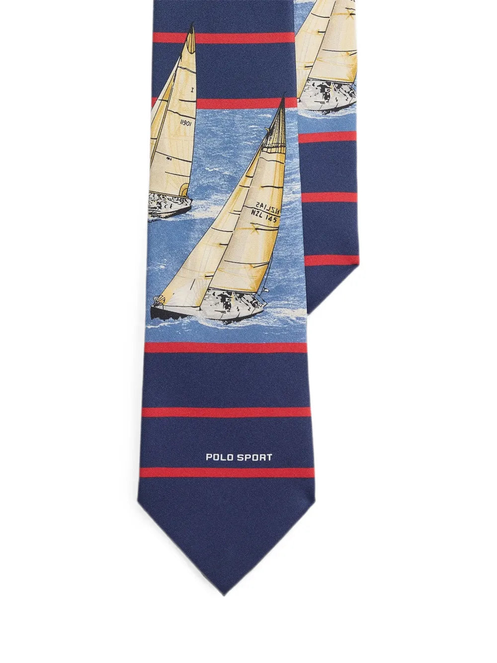 sailing-print striped silk tie