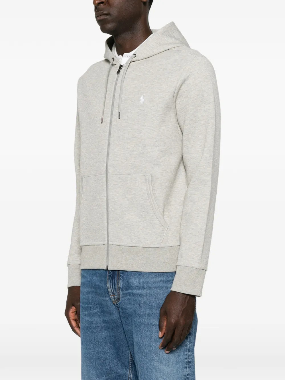 logo-embroidered zip-up hoodie