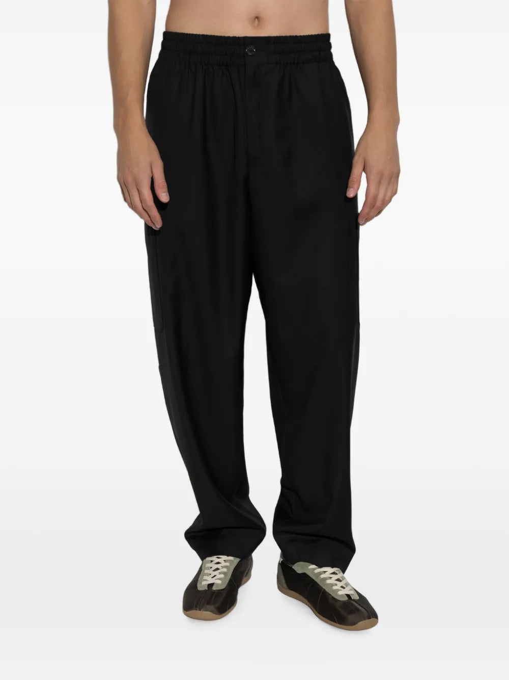 virgin wool straight-leg trousers