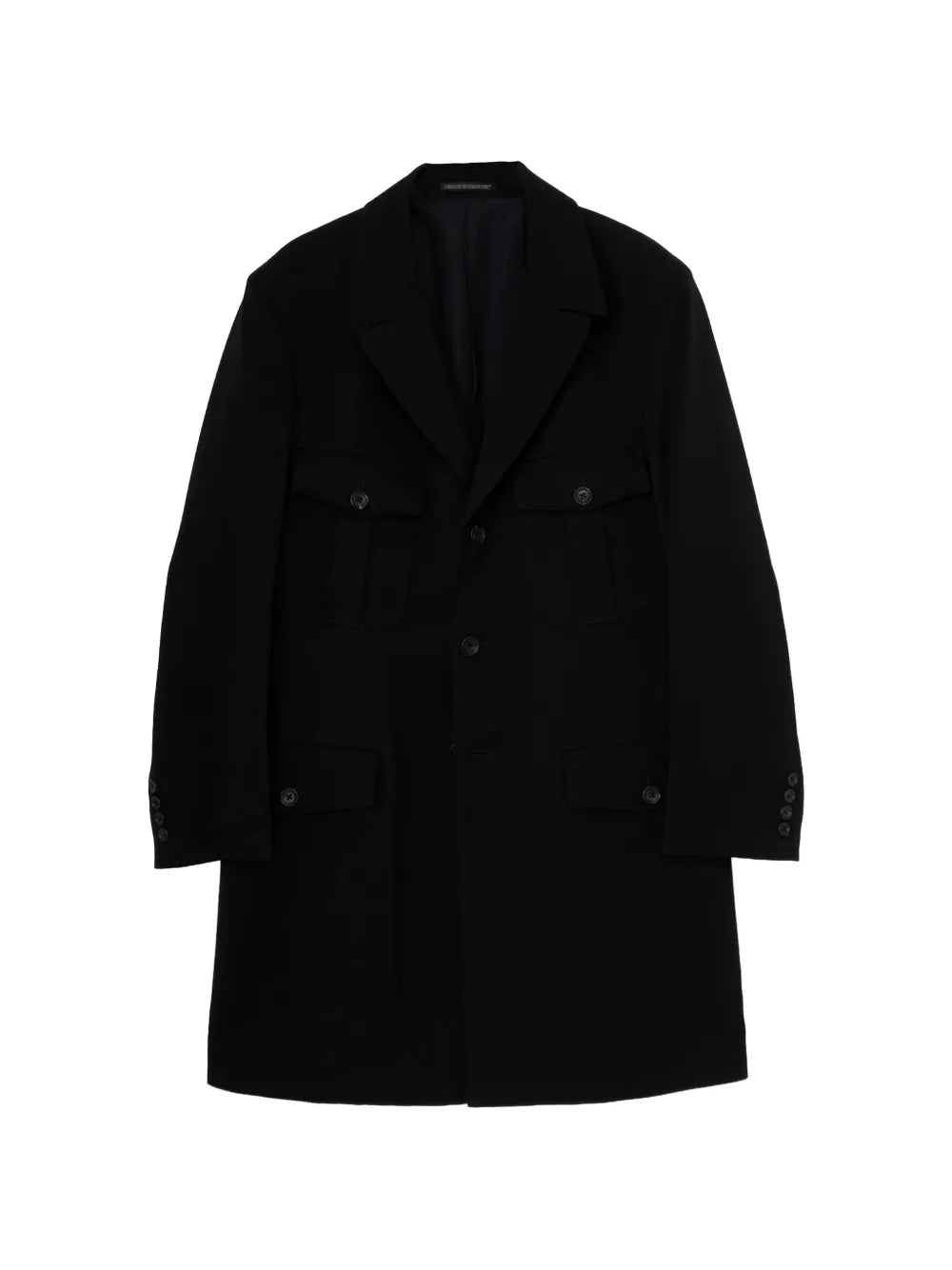 multi-pocket single-breasted long jacket