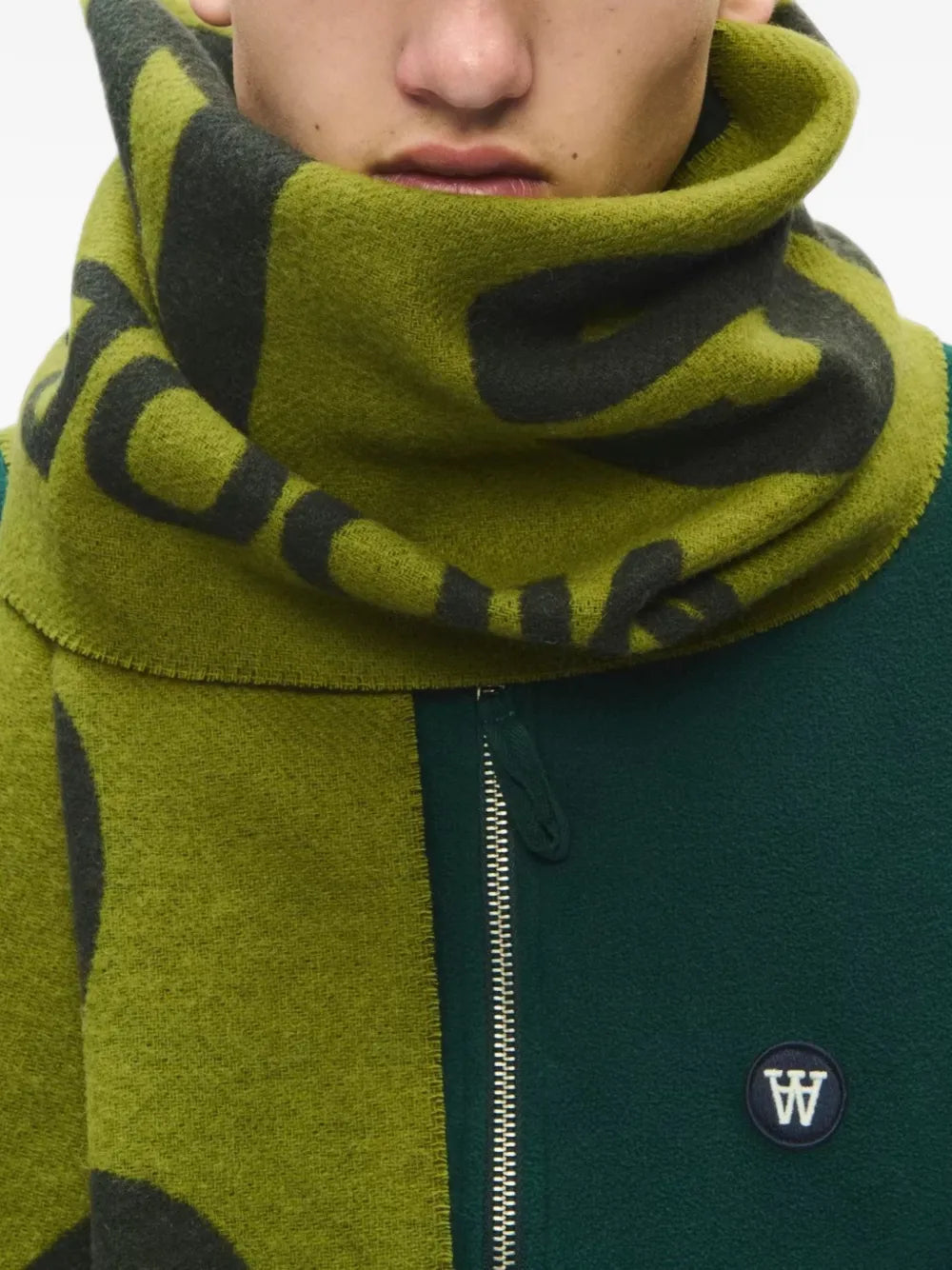 WWLeon logo-print fringed scarf