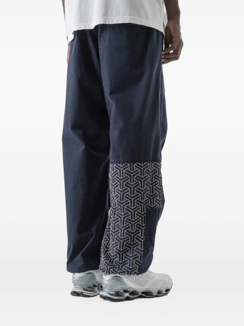 Sashiko embroidered drawstring trousers