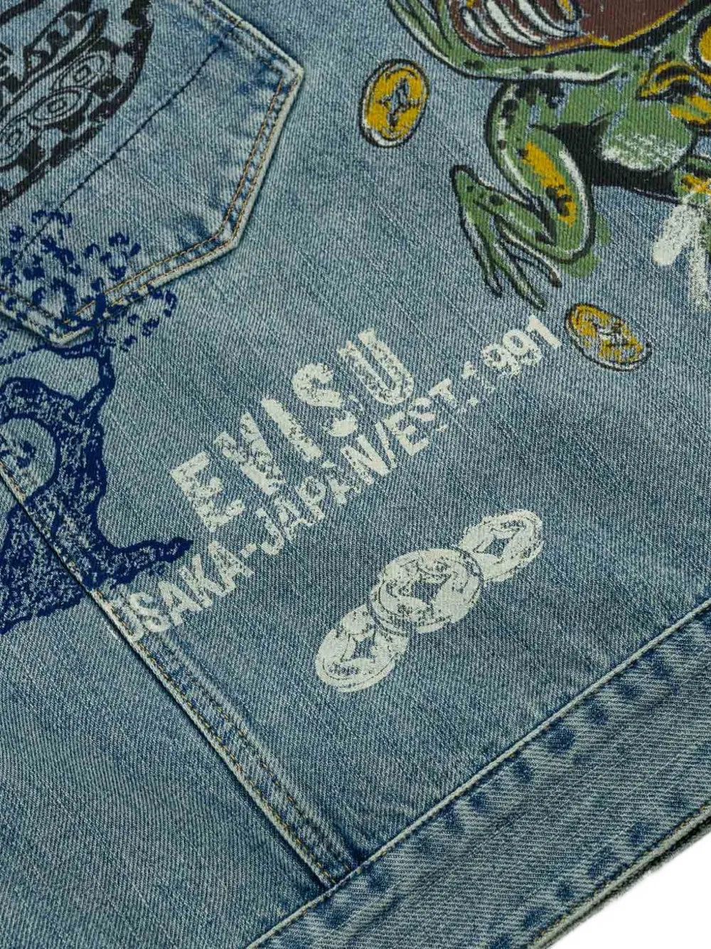 Fortune Theme hand-painted denim jacket