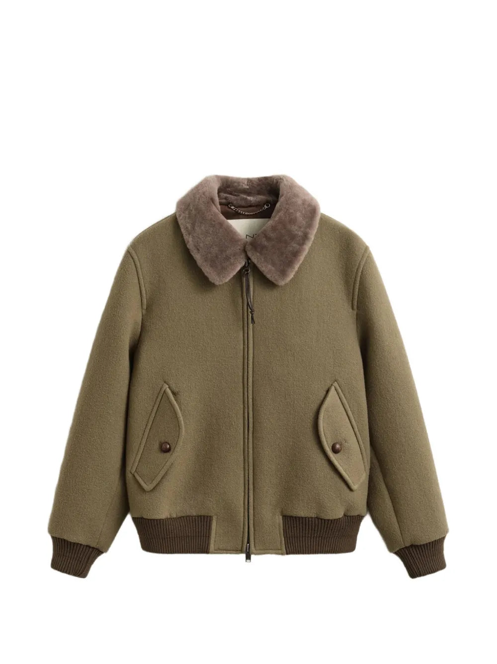 shearling-collar wool jacket