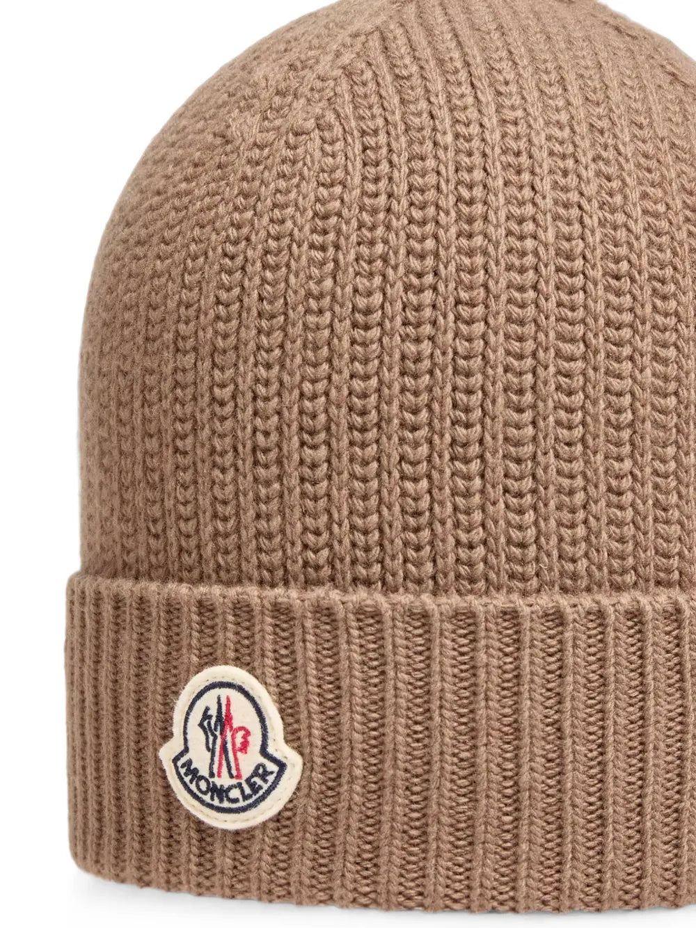 logo-patch ribbed-knit beanie hat