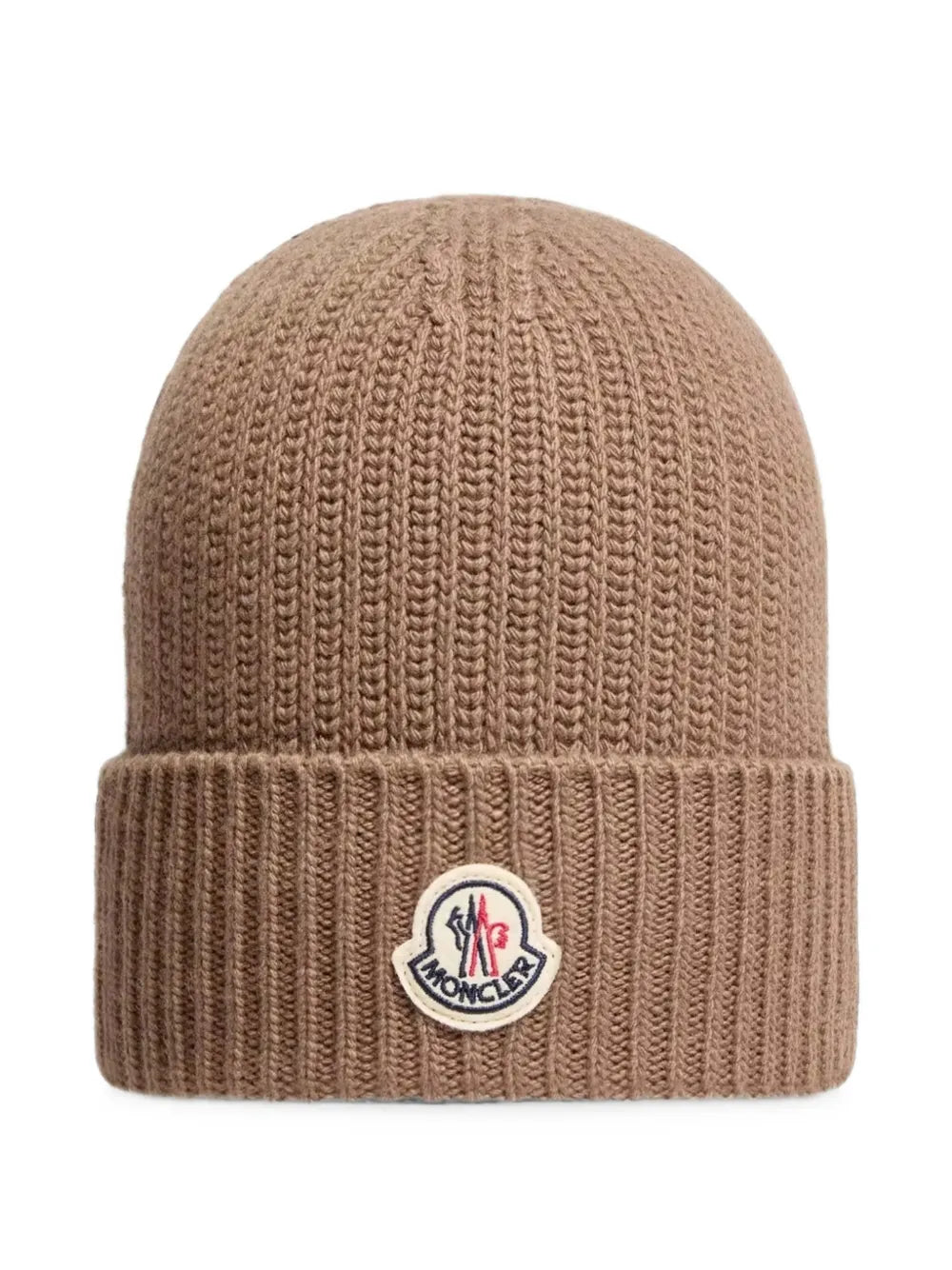 logo-patch ribbed-knit beanie hat
