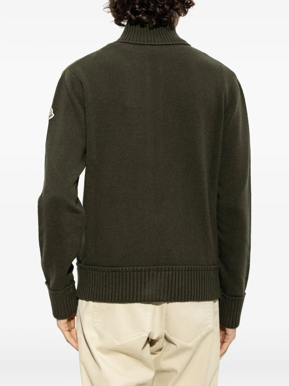 logo-patch zip-up cardigan
