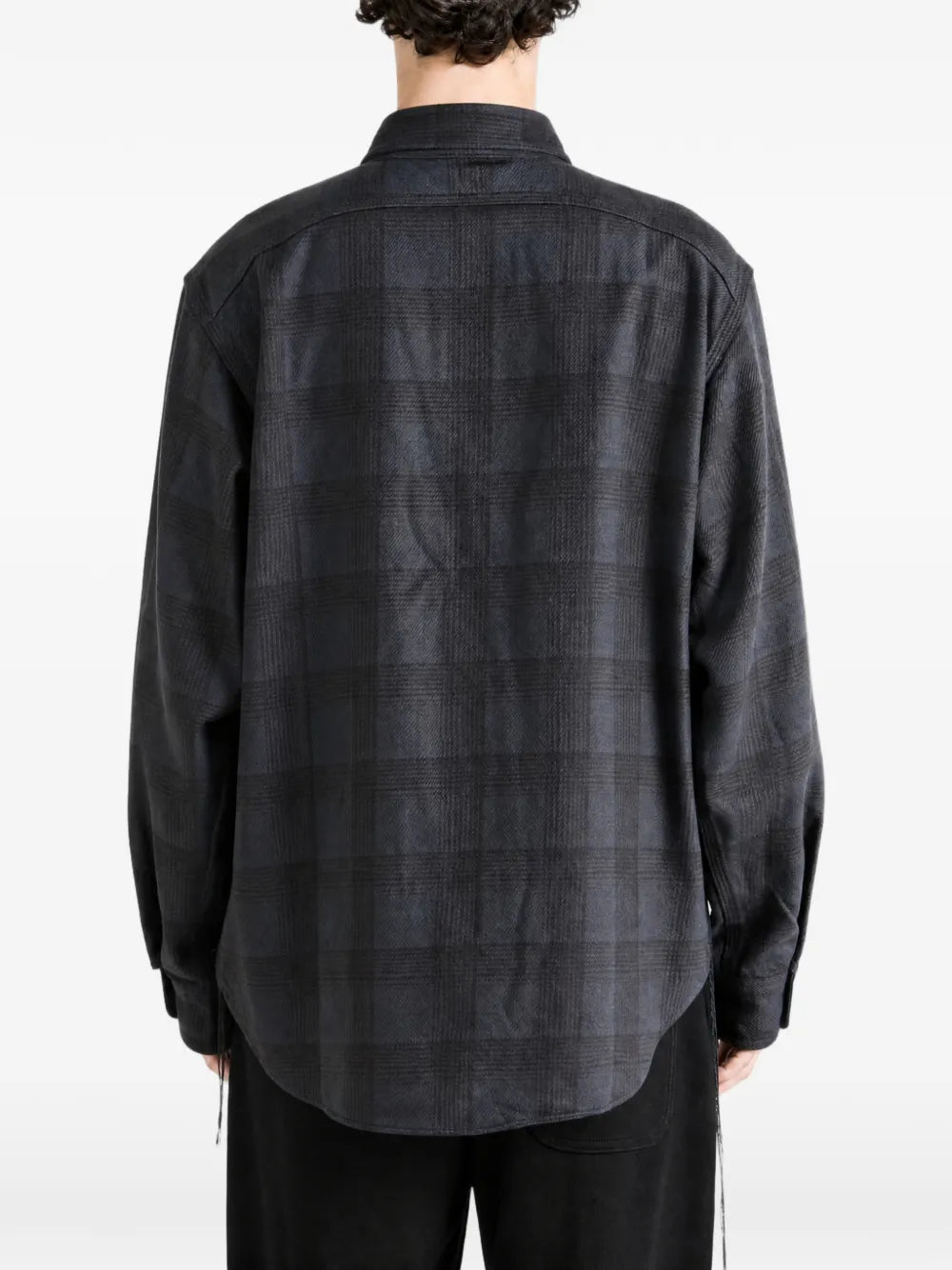 plaid-pattern button-down shirt