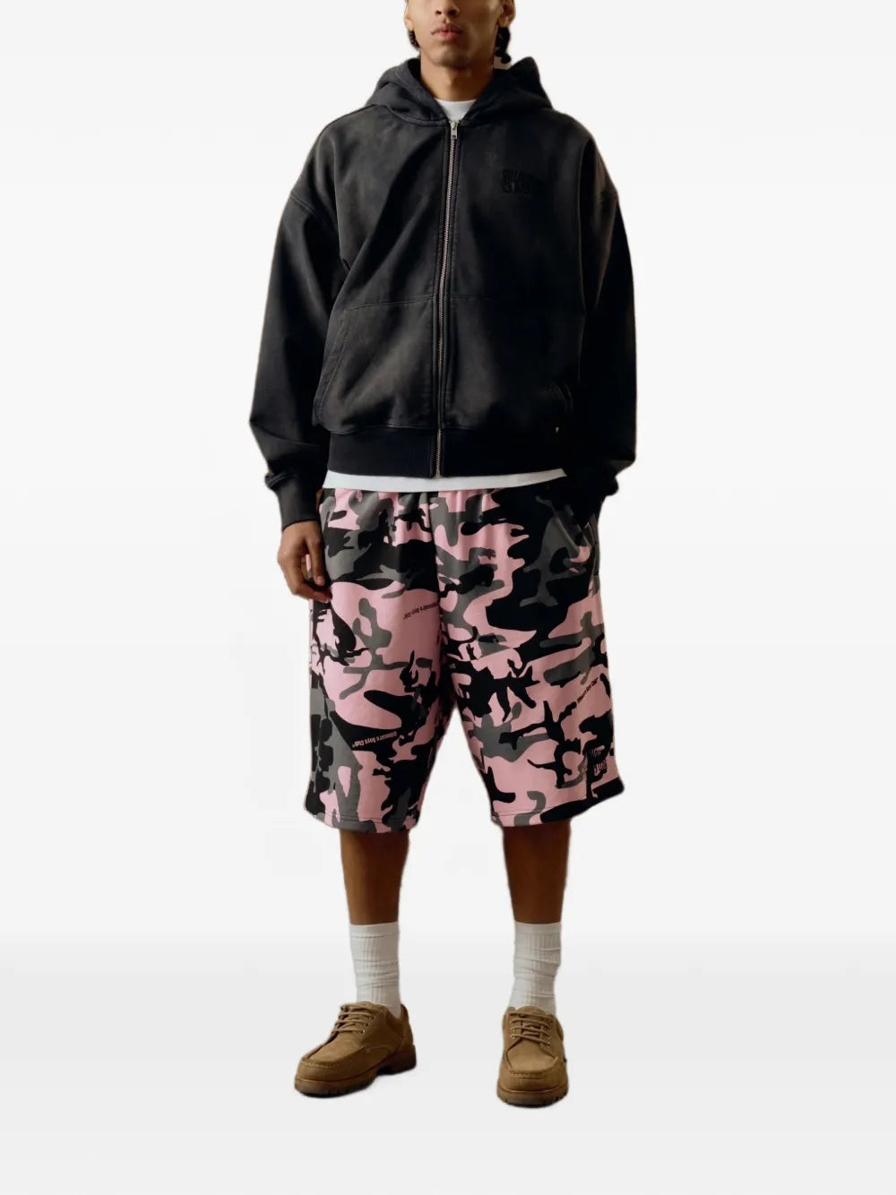 logo-embroidered zip-up hoodie