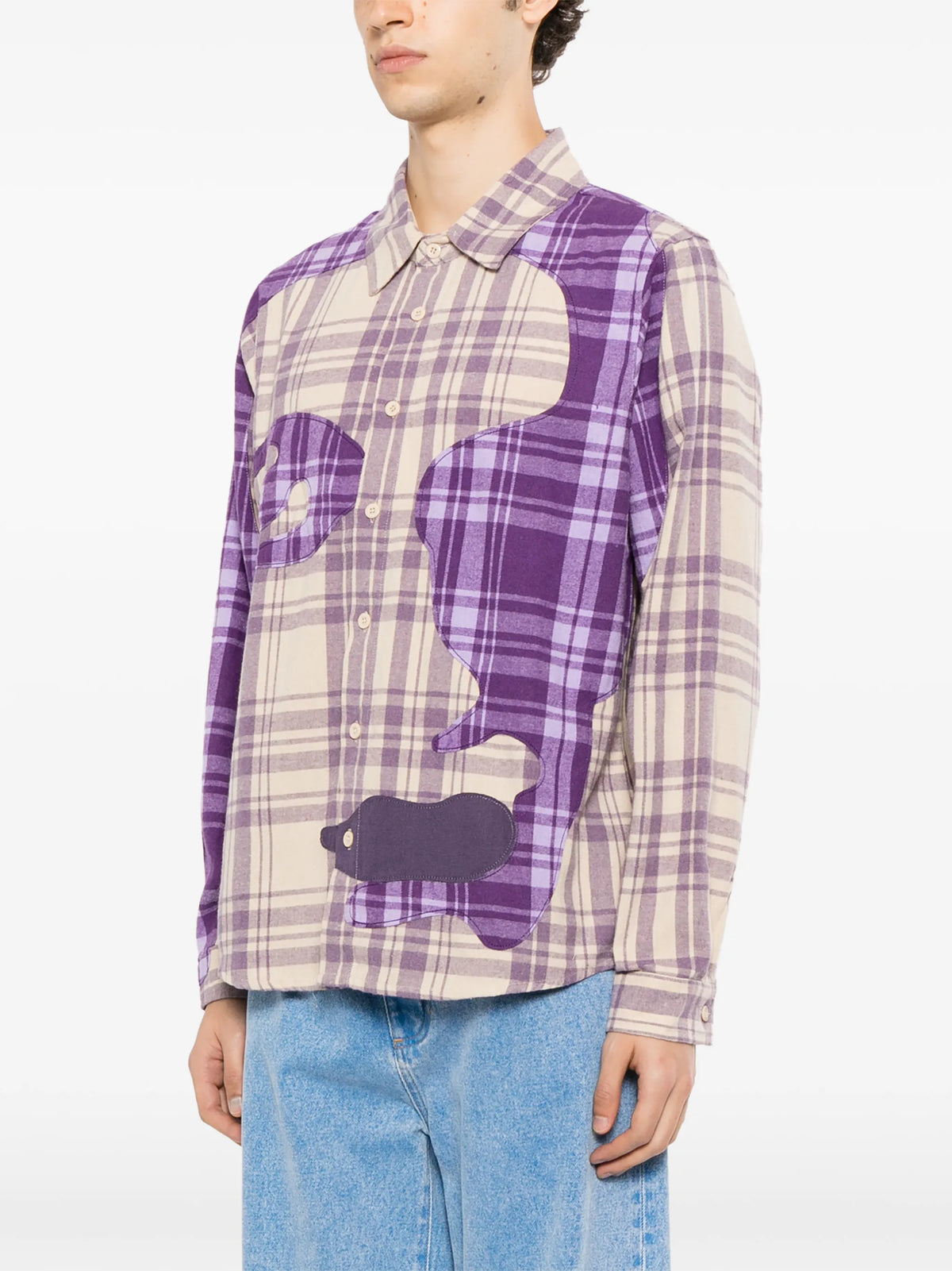 Check-Pattern Patchwork Shirt