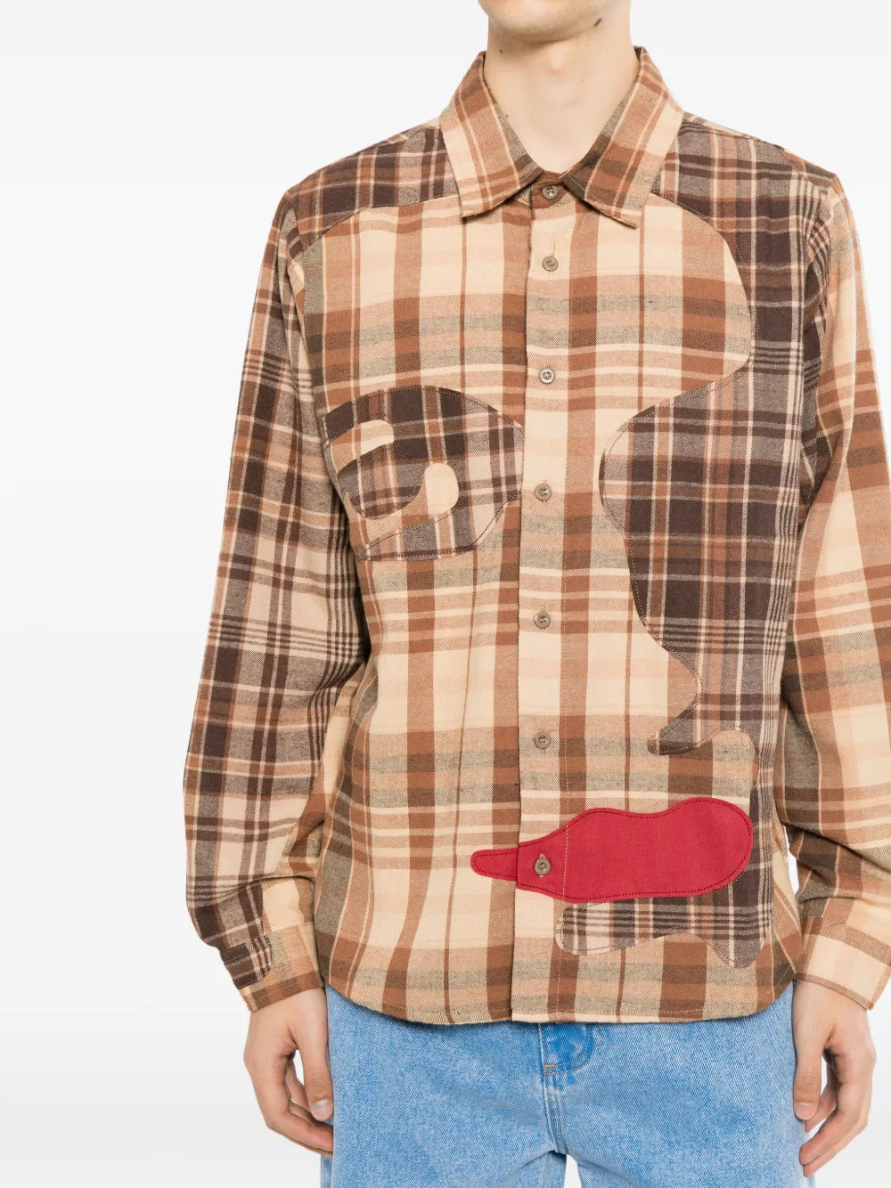 check-pattern patchwork shirt