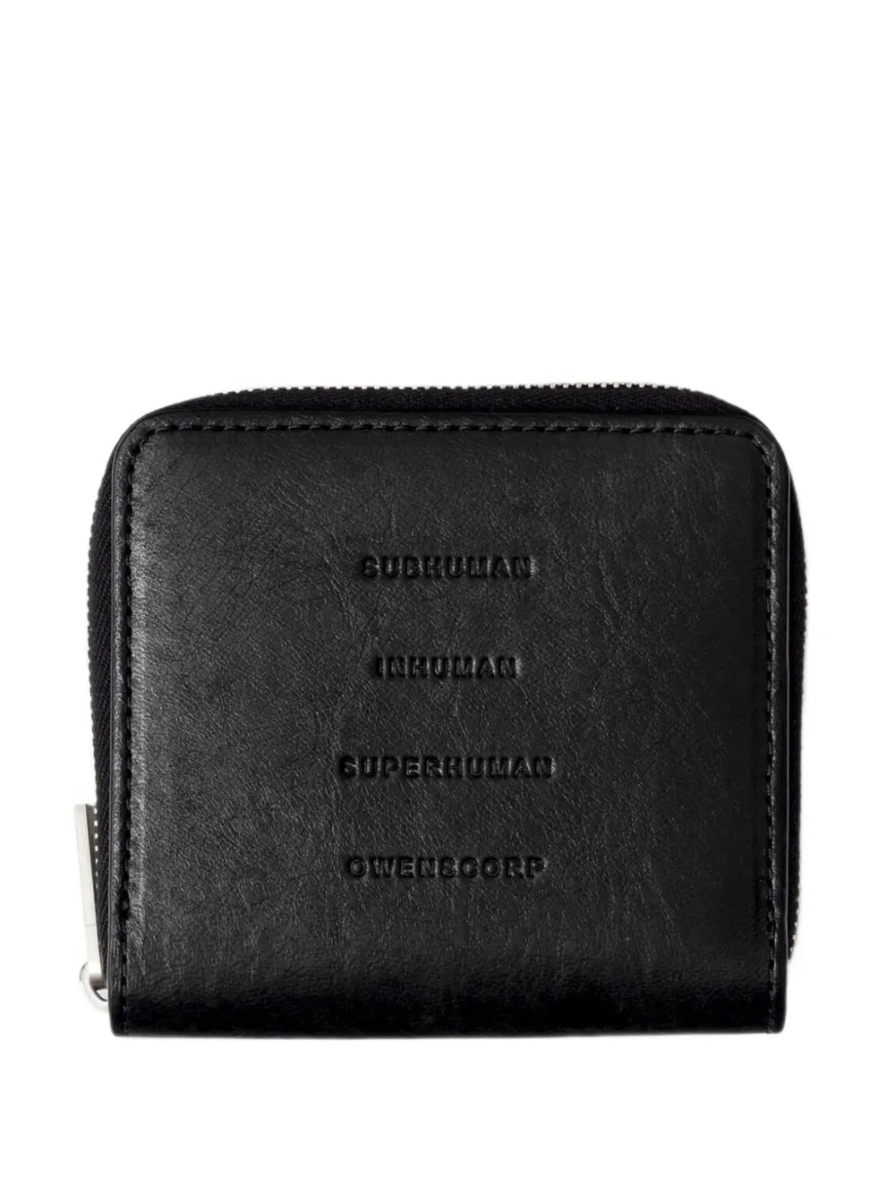 zipped wallet in black tumbled lamb