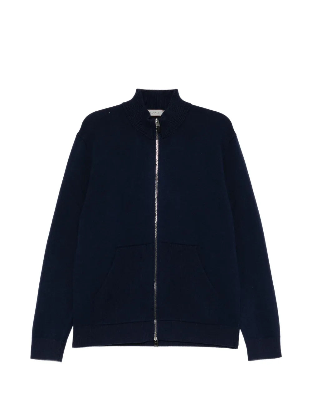 zip-up knitted sweater