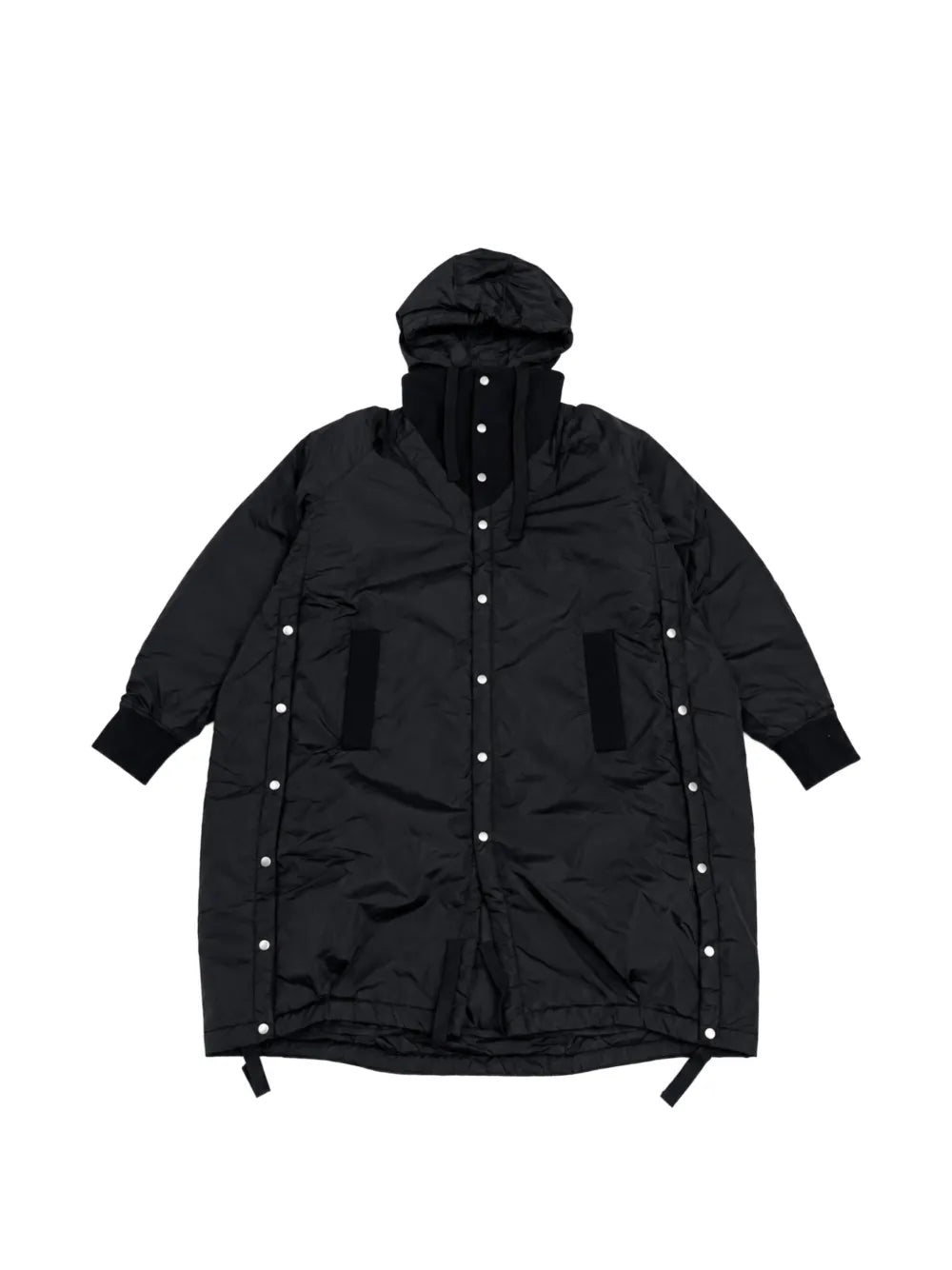 hooded press-stud coat