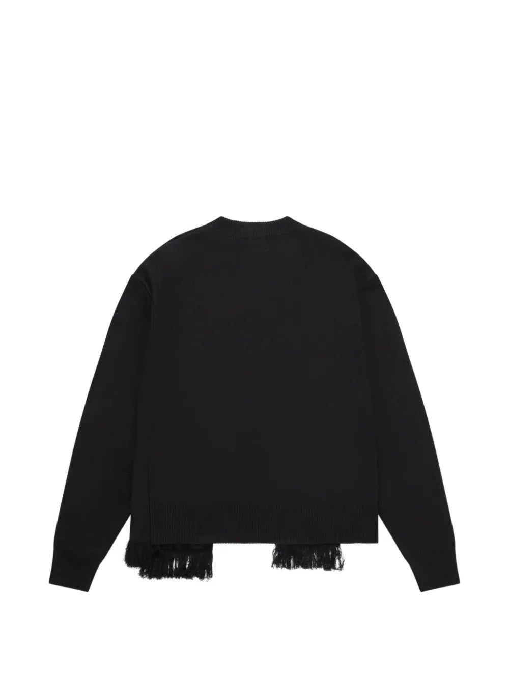 Fringe-Trim Intarsia-Knit Sweater