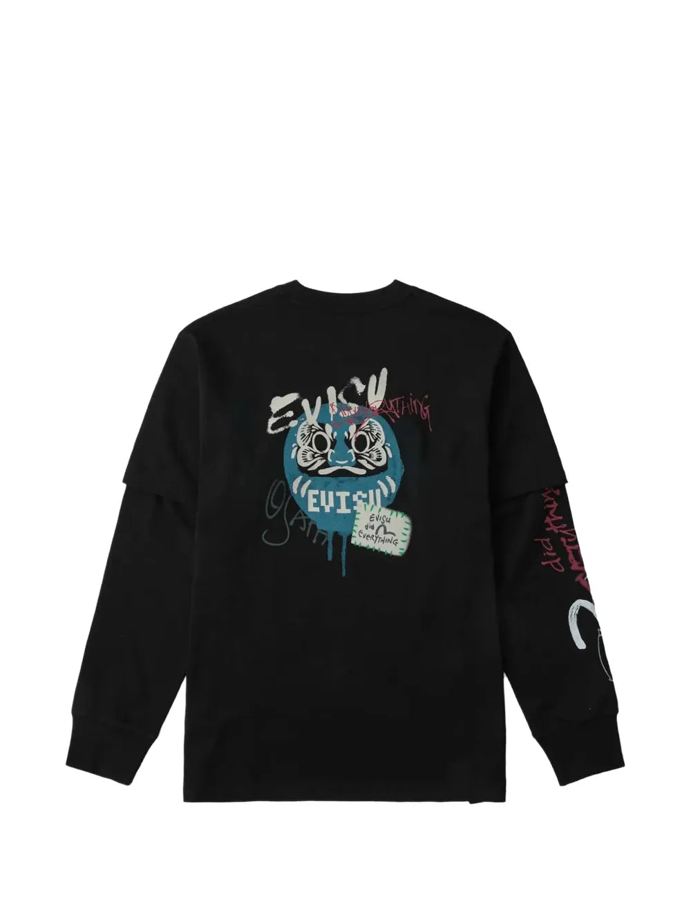 layered-sleeve graphic-print T-shirt