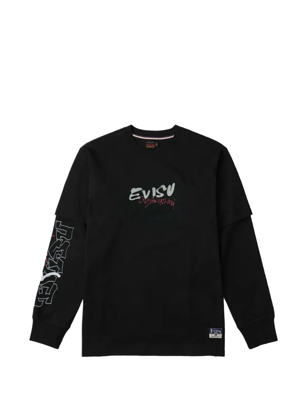 layered-sleeve graphic-print T-shirt