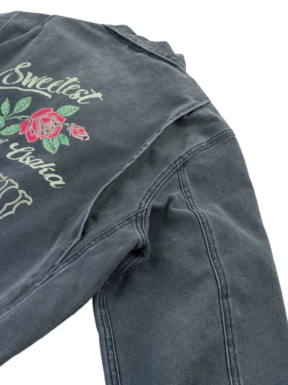 Seagull-print rose-embroidered jacket