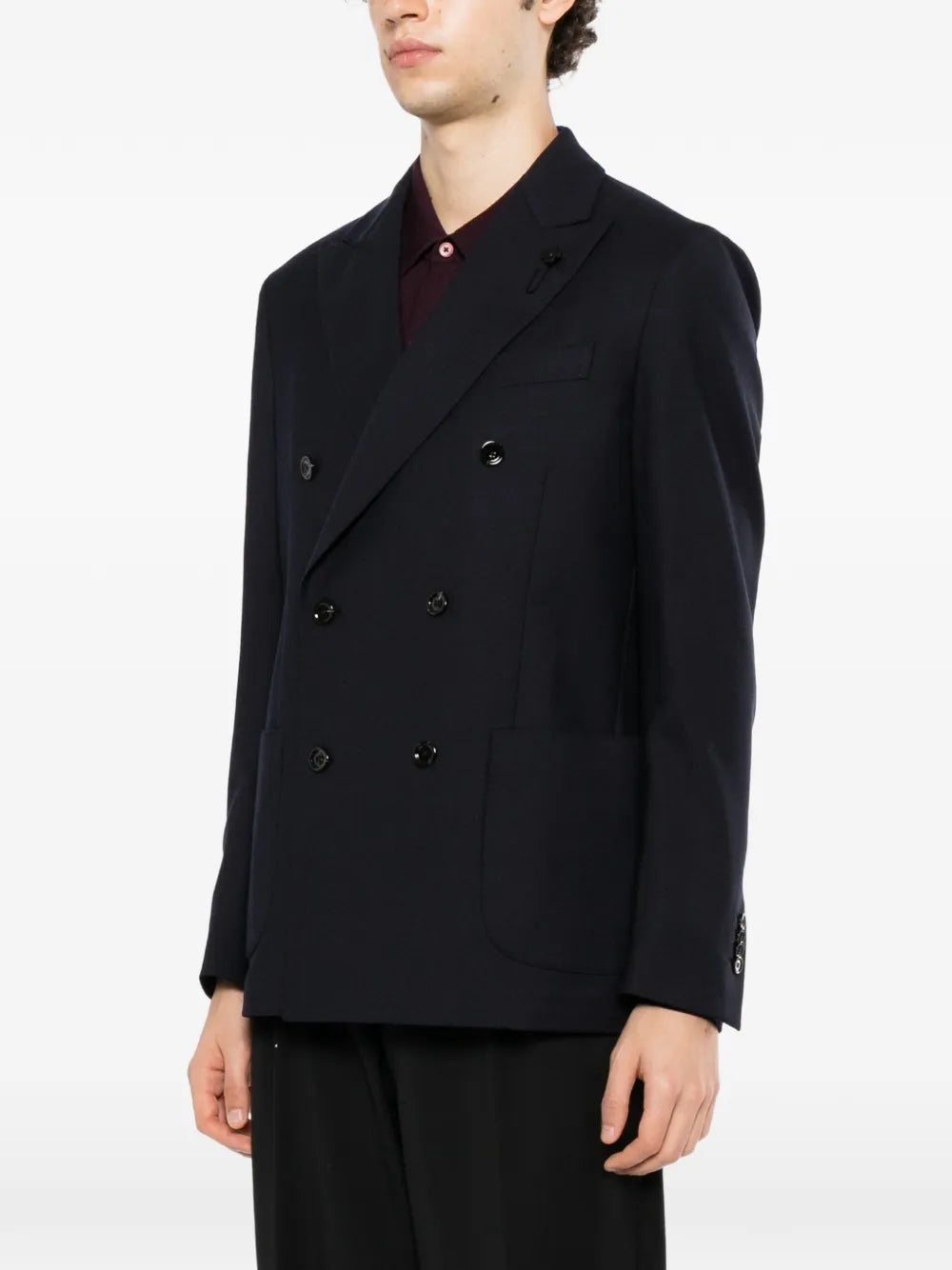 double-breasted peak-lapel blazer