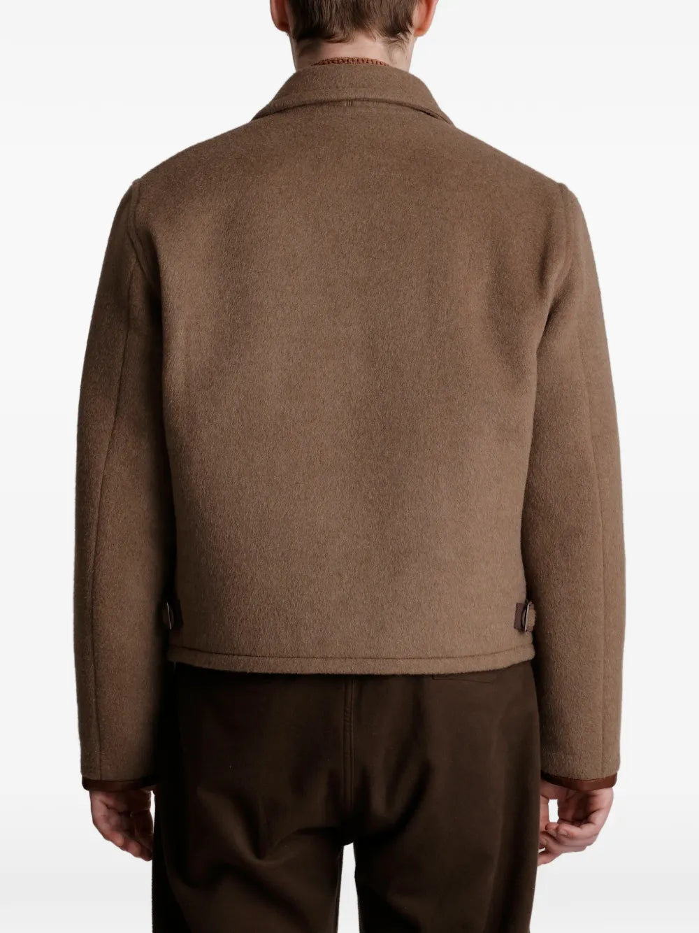 Lot.332 leather-trim zip-up shirt jacket