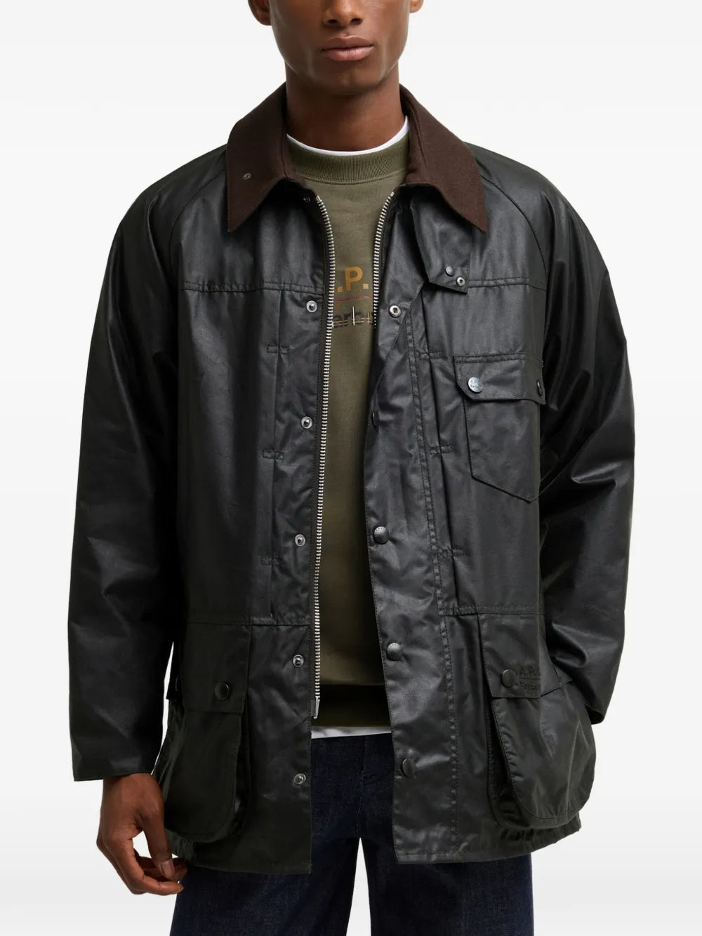 x A.P.C waxed-cotton jacket