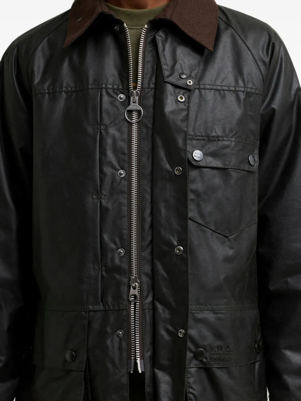 x A.P.C waxed-cotton jacket