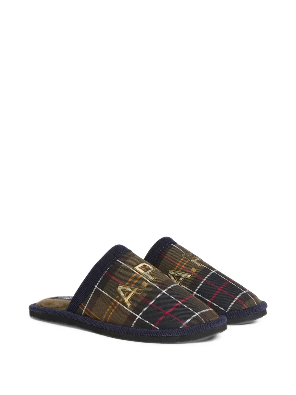 A.P.C. embroidered tartan slippers