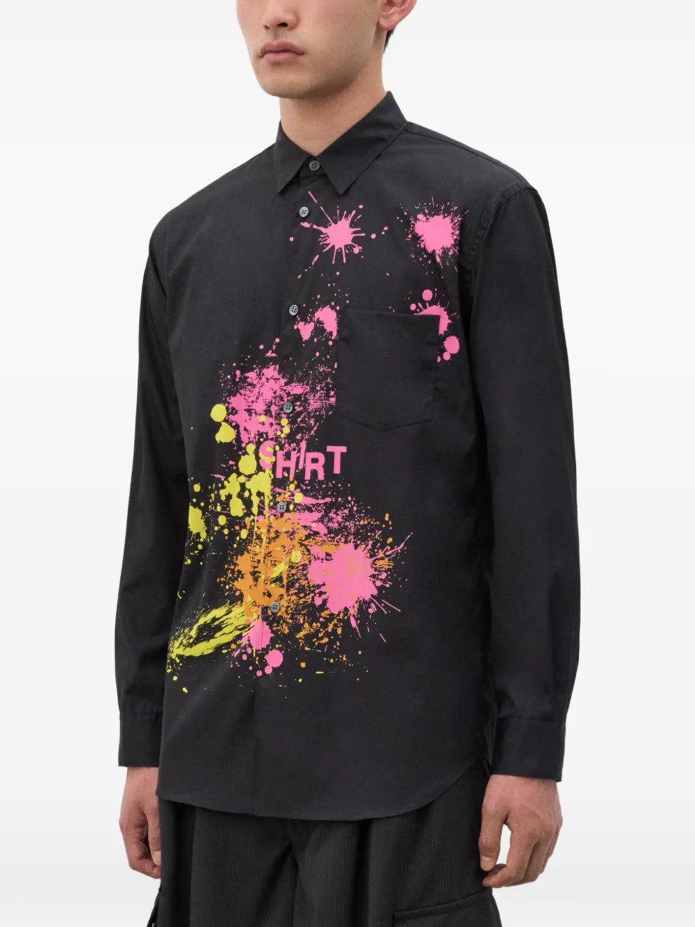 paint-splatter longsleeved shirt