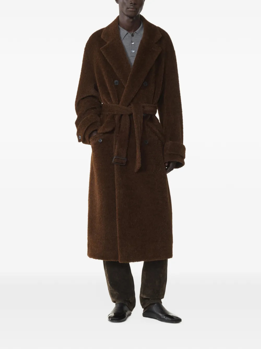 loose-fit trench coat in alpaca wool