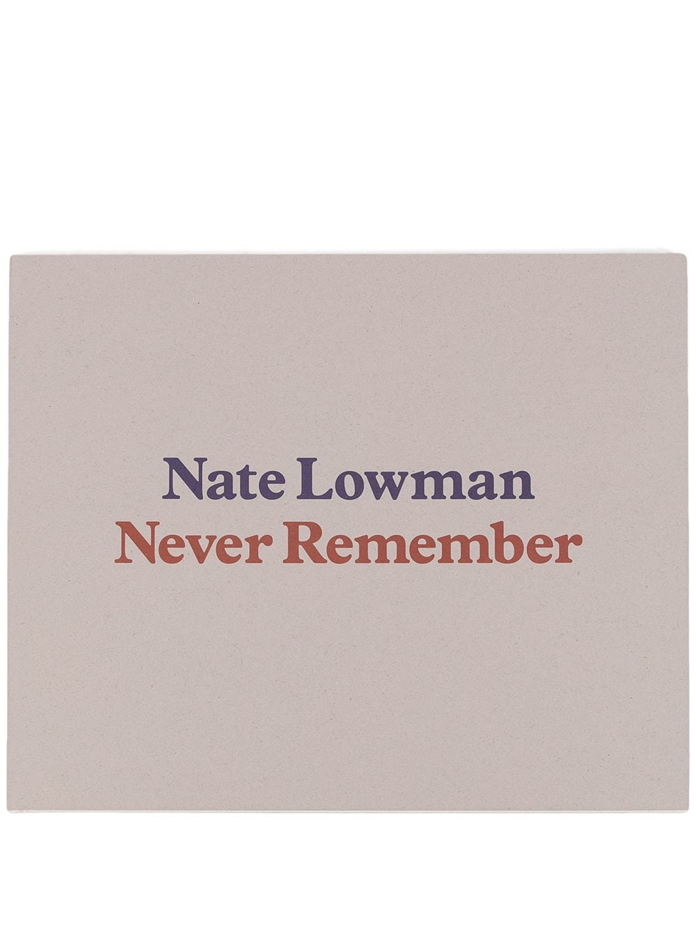 Nate Lowman Never Remember Book