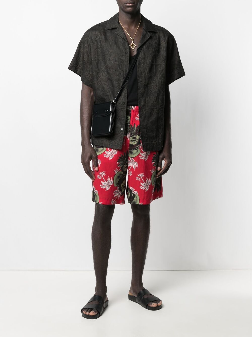 Graphic-Print Track Shorts