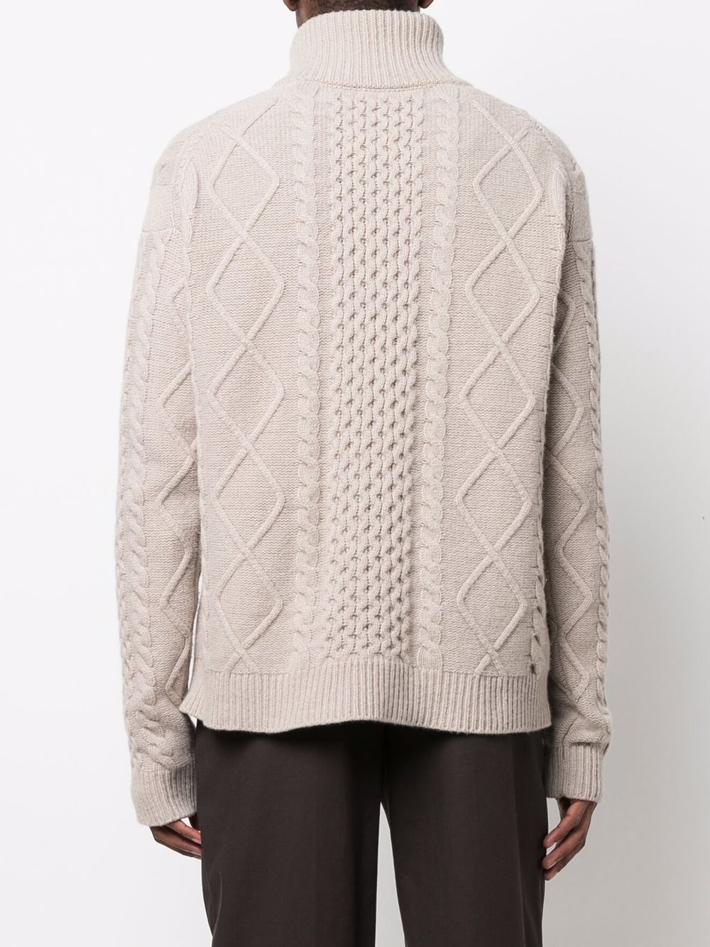 Button-Collar Cable-Knit Jumper